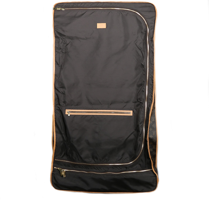Porte-habits Louis Vuitton  Porte-habits en toile monogram marron et cuir naturel - Detail D3