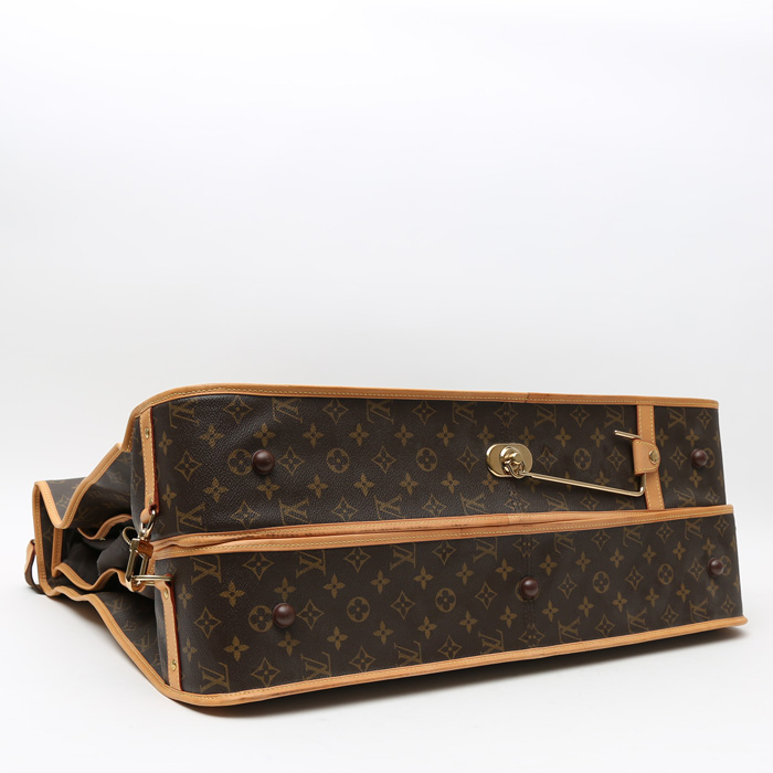 Porta abiti Louis Vuitton  Porte-habits in tela monogram marrone e pelle naturale - Detail D5