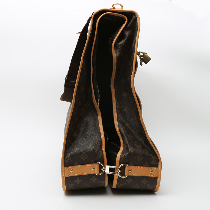 Porte-habits Louis Vuitton  Porte-habits en toile monogram marron et cuir naturel - Detail D7
