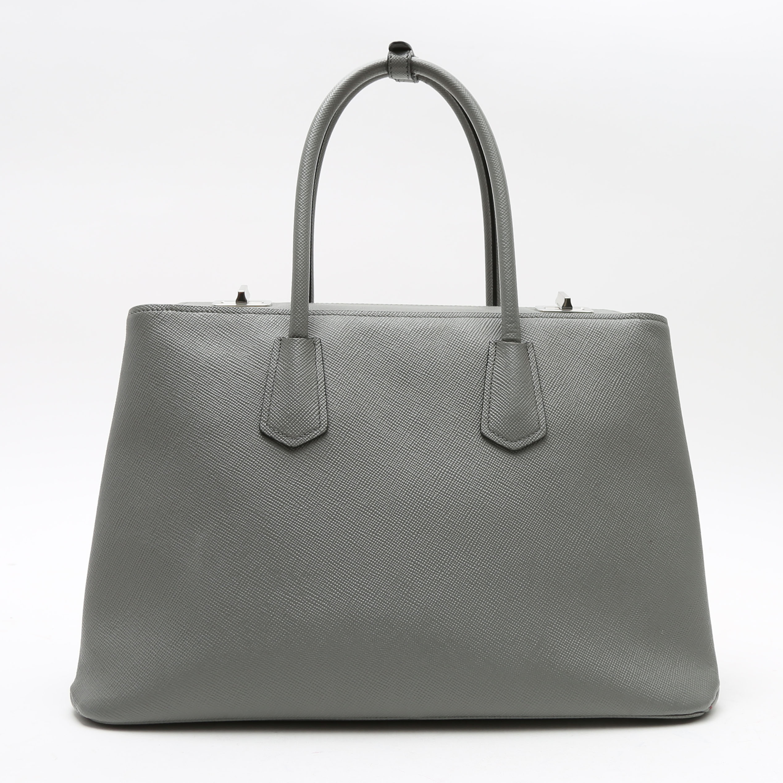 Prada  City Calf handbag  in grey leather saffiano - Detail D7