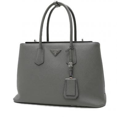 Sac à main Prada  City Calf en cuir saffiano gris