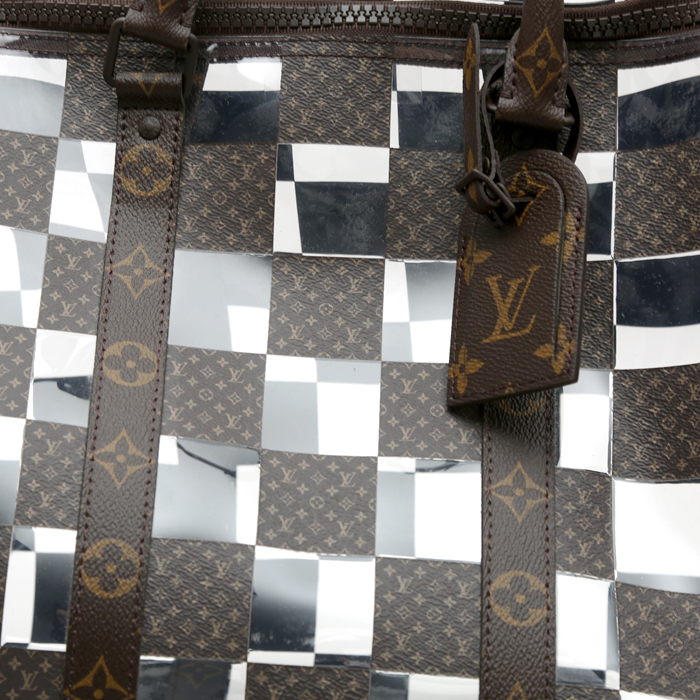 Borsa da viaggio Louis Vuitton  Keepall Editions Limitées in tela trasparente e tela monogram marrone - Detail D1
