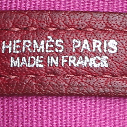 Bolso Cabás Hermès  Garden Party en lona roja y cuero color burdeos - Detail D3