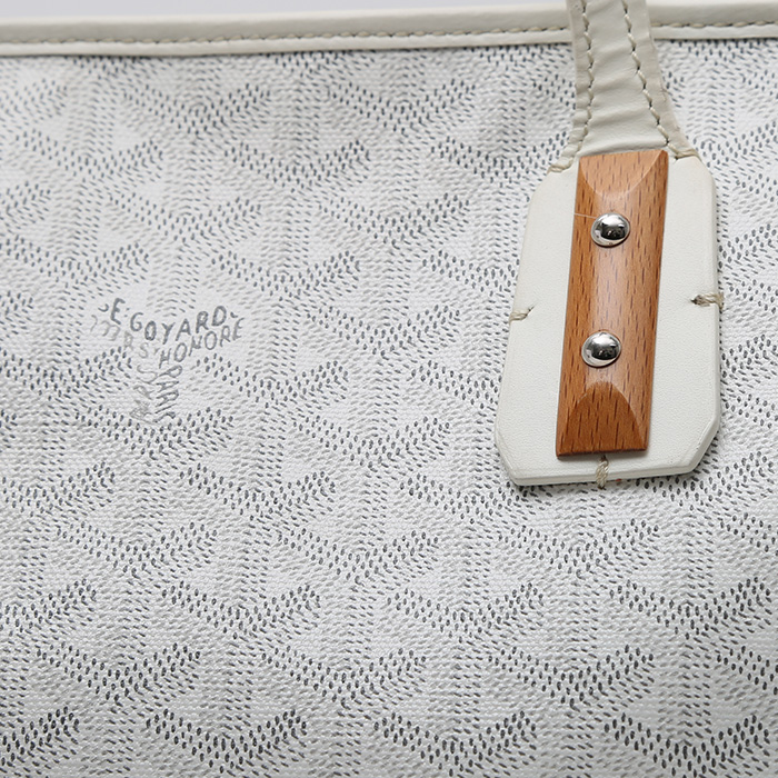 Shopping bag Goyard  Marquise in tela Goyardine bianca e pelle bianca - Detail D1