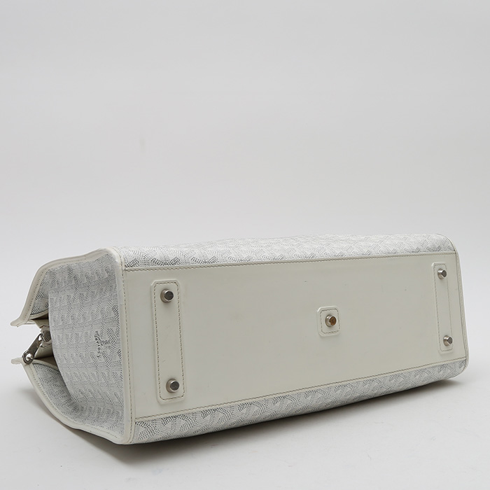 Sac cabas Goyard  Marquise en toile Goyardine blanche et cuir blanc - Detail D4