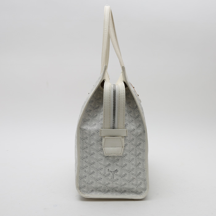 Sac cabas Goyard  Marquise en toile Goyardine blanche et cuir blanc - Detail D5