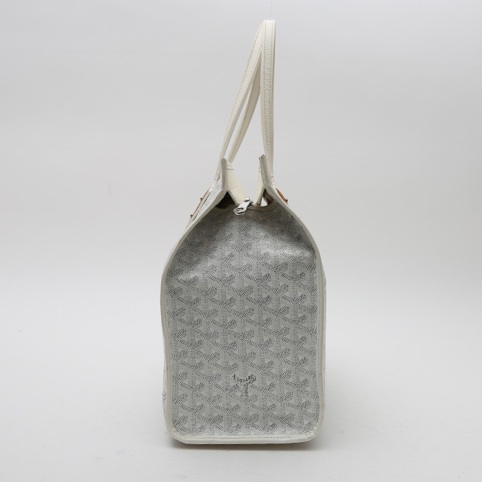 Goyard  Marquise shopping bag  in white Goyard canvas  and white leather - Detail D6