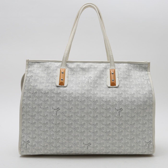 Goyard  Marquise shopping bag  in white Goyard canvas  and white leather - Detail D7