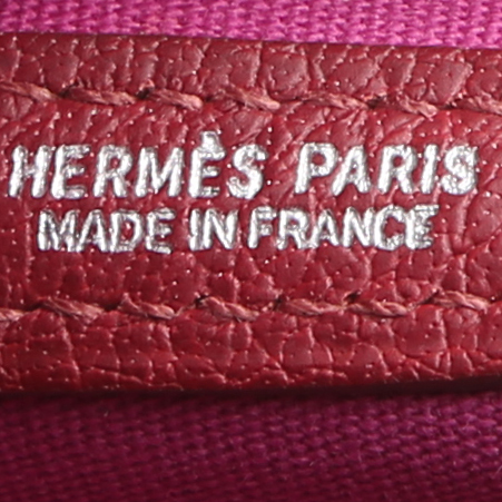 Pochette Hermès  Garden  - Pocket Hand en toile rouge et cuir bordeaux - Detail D3
