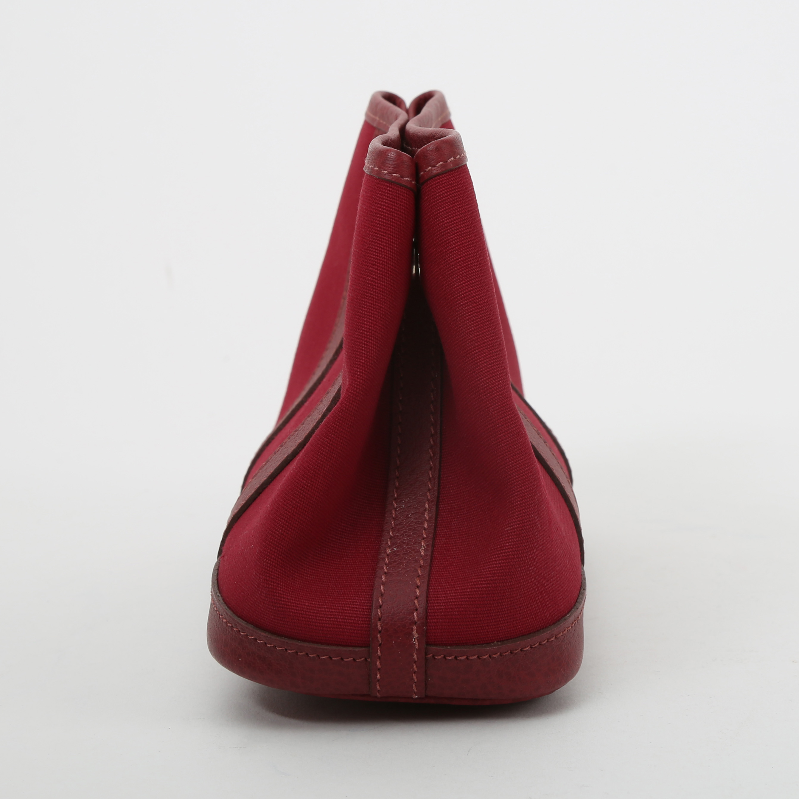 Hermès  Garden  - Pocket Hand pouch  in red canvas  and burgundy leather - Detail D5