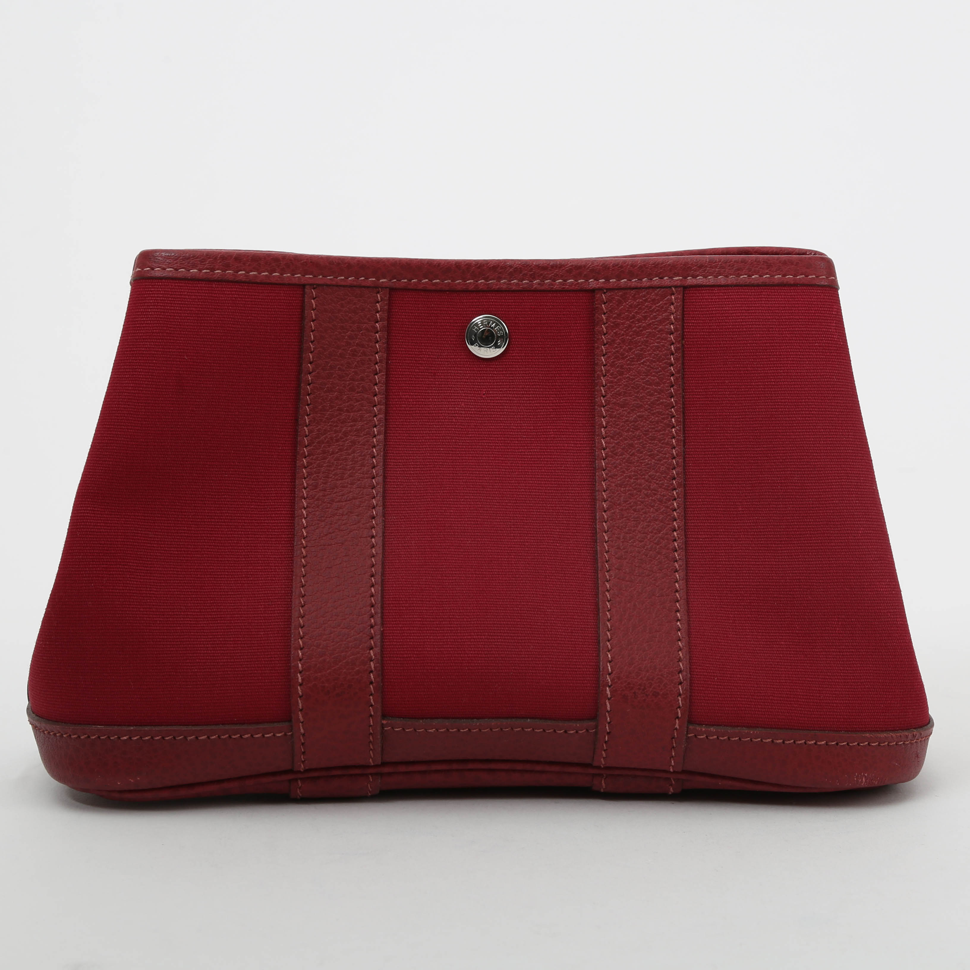 Hermès  Garden  - Pocket Hand pouch  in red canvas  and burgundy leather - Detail D7