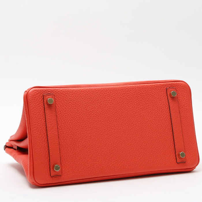 Borsa Hermès  Birkin 30 cm in pelle togo arancione Capucine - Detail D5
