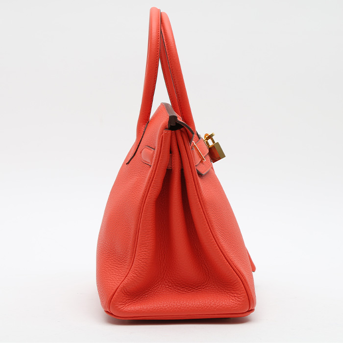 Sac à main Hermès  Birkin 30 cm en cuir togo orange Capucine - Detail D6