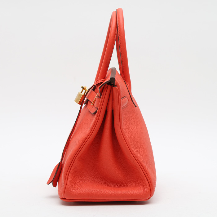 Sac à main Hermès  Birkin 30 cm en cuir togo orange Capucine - Detail D7
