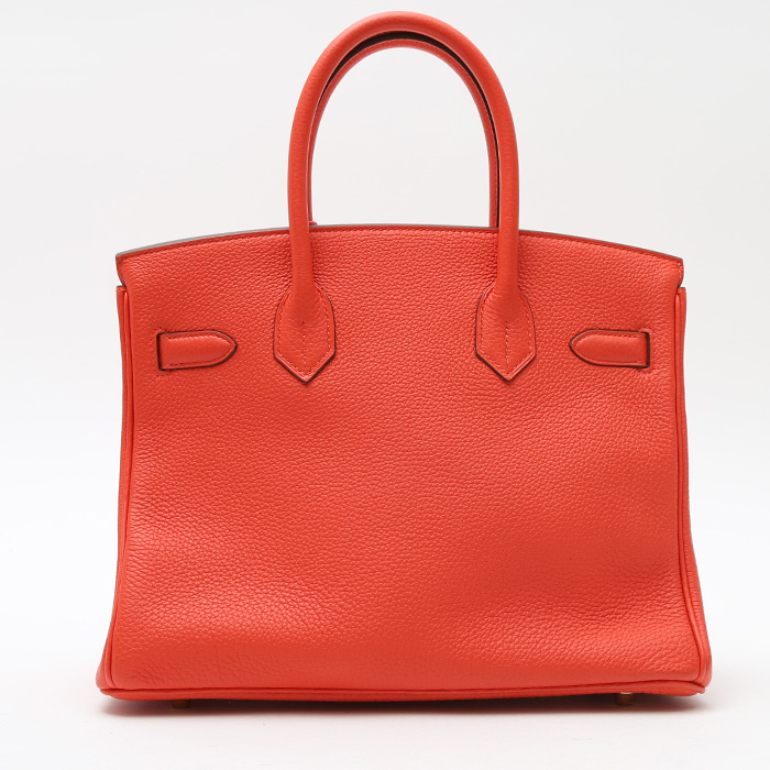 Sac à main Hermès  Birkin 30 cm en cuir togo orange Capucine - Detail D8