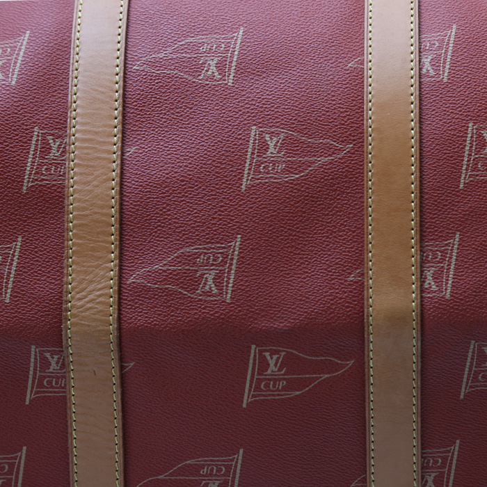 Louis Vuitton  America's Cup travel bag  in red coated canvas  and natural leather - Detail D1