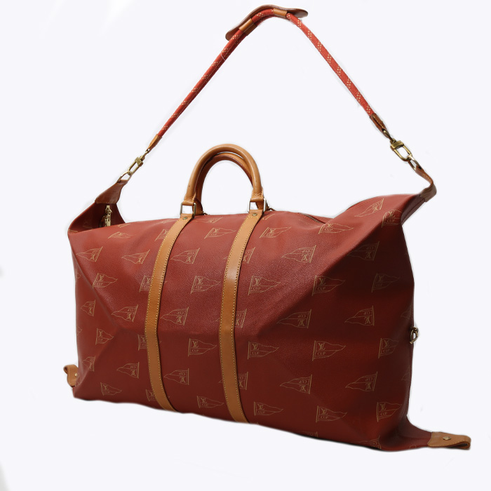Bolsa de viaje Louis Vuitton  America's Cup en lona revestida roja y cuero natural - Detail D2