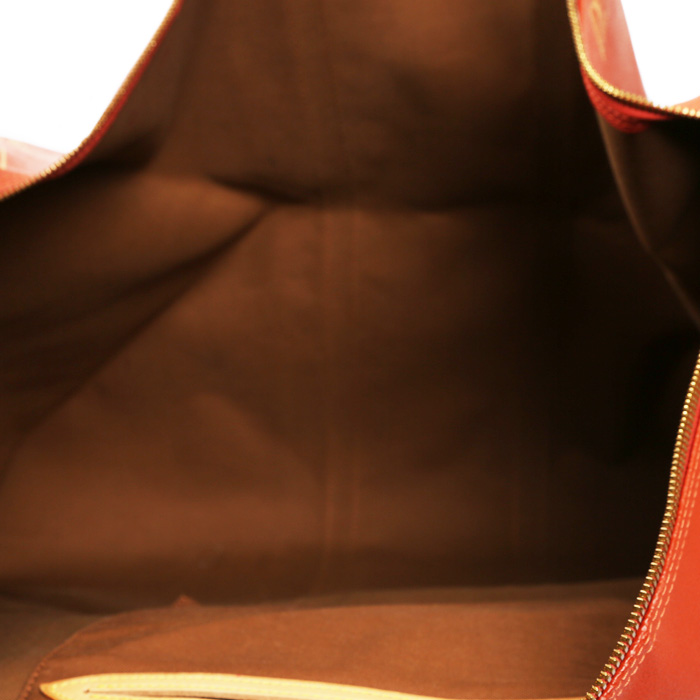 Louis Vuitton  America's Cup travel bag  in red coated canvas  and natural leather - Detail D3