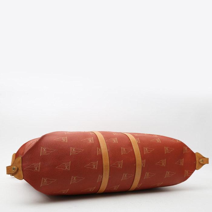 Sac de voyage Louis Vuitton  America's Cup en toile enduite rouge et cuir naturel - Detail D5
