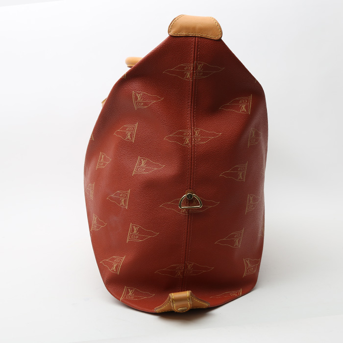 Borsa da viaggio Louis Vuitton  America's Cup in tela cerata rossa e pelle naturale - Detail D6