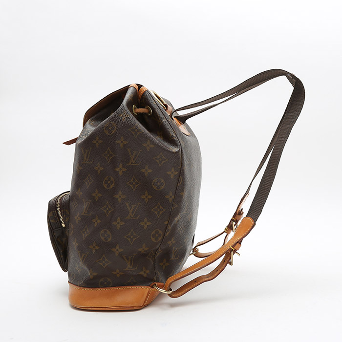 Sac à dos Louis Vuitton  Montsouris Backpack en tissu monogram et cuir naturel - Detail D2