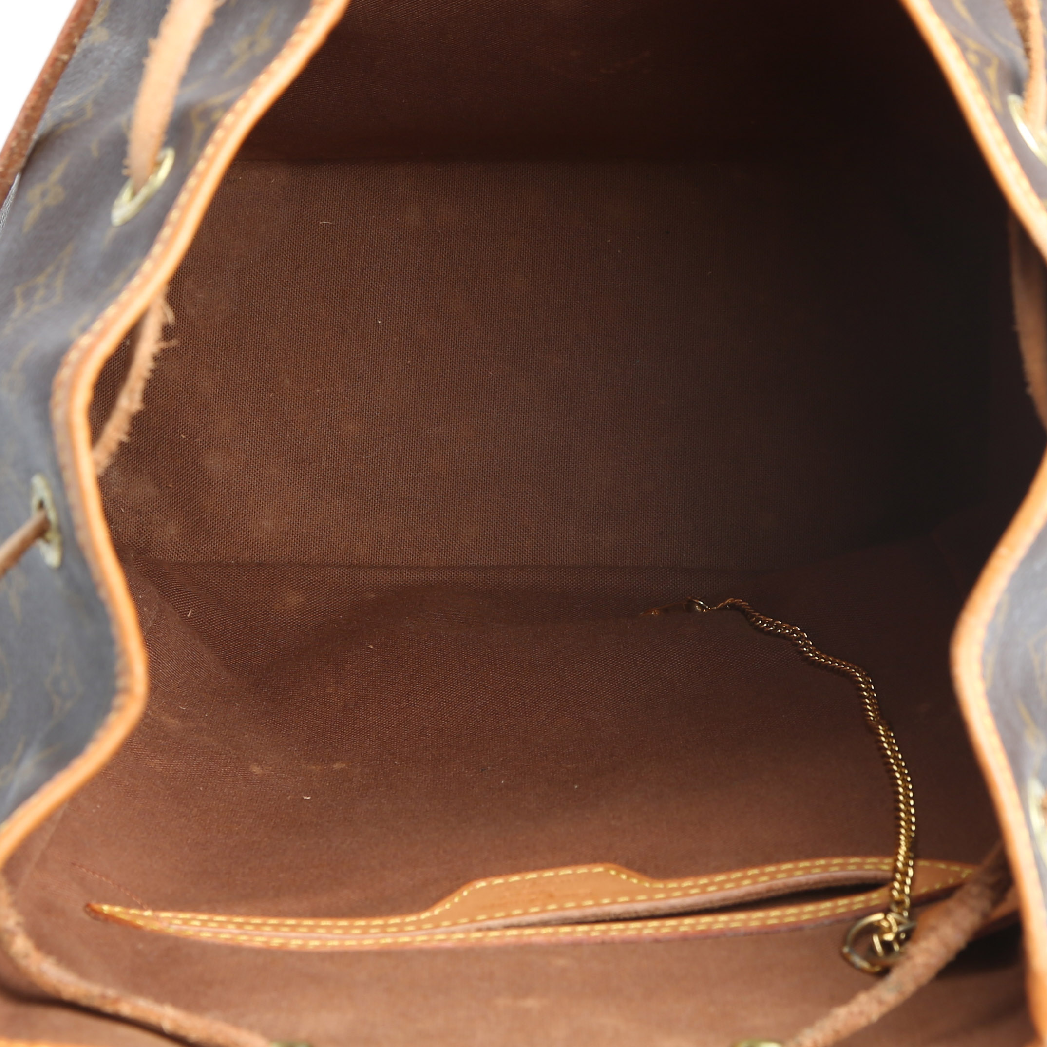 Sac à dos Louis Vuitton  Montsouris Backpack en tissu monogram et cuir naturel - Detail D3