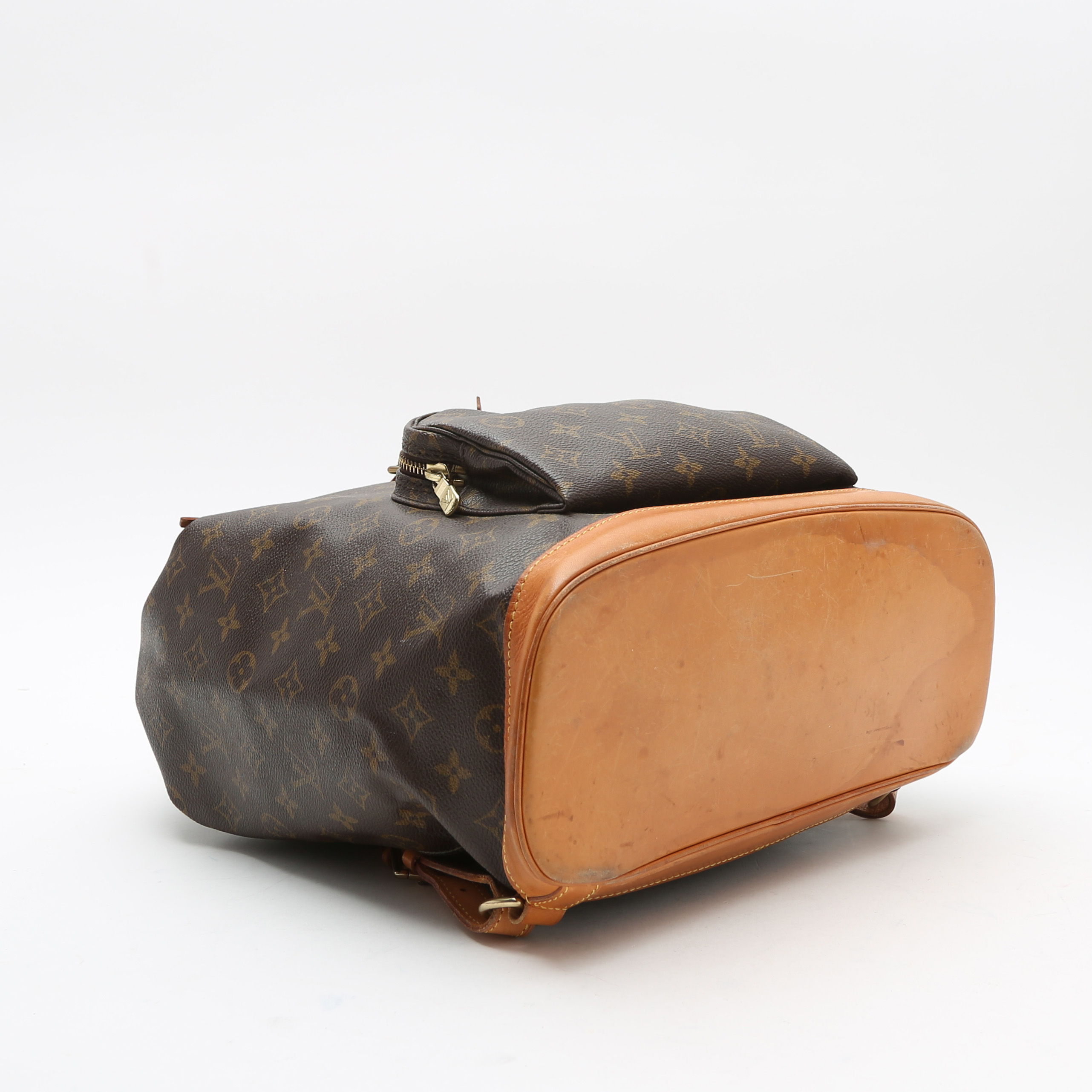 Sac à dos Louis Vuitton  Montsouris Backpack en tissu monogram et cuir naturel - Detail D5