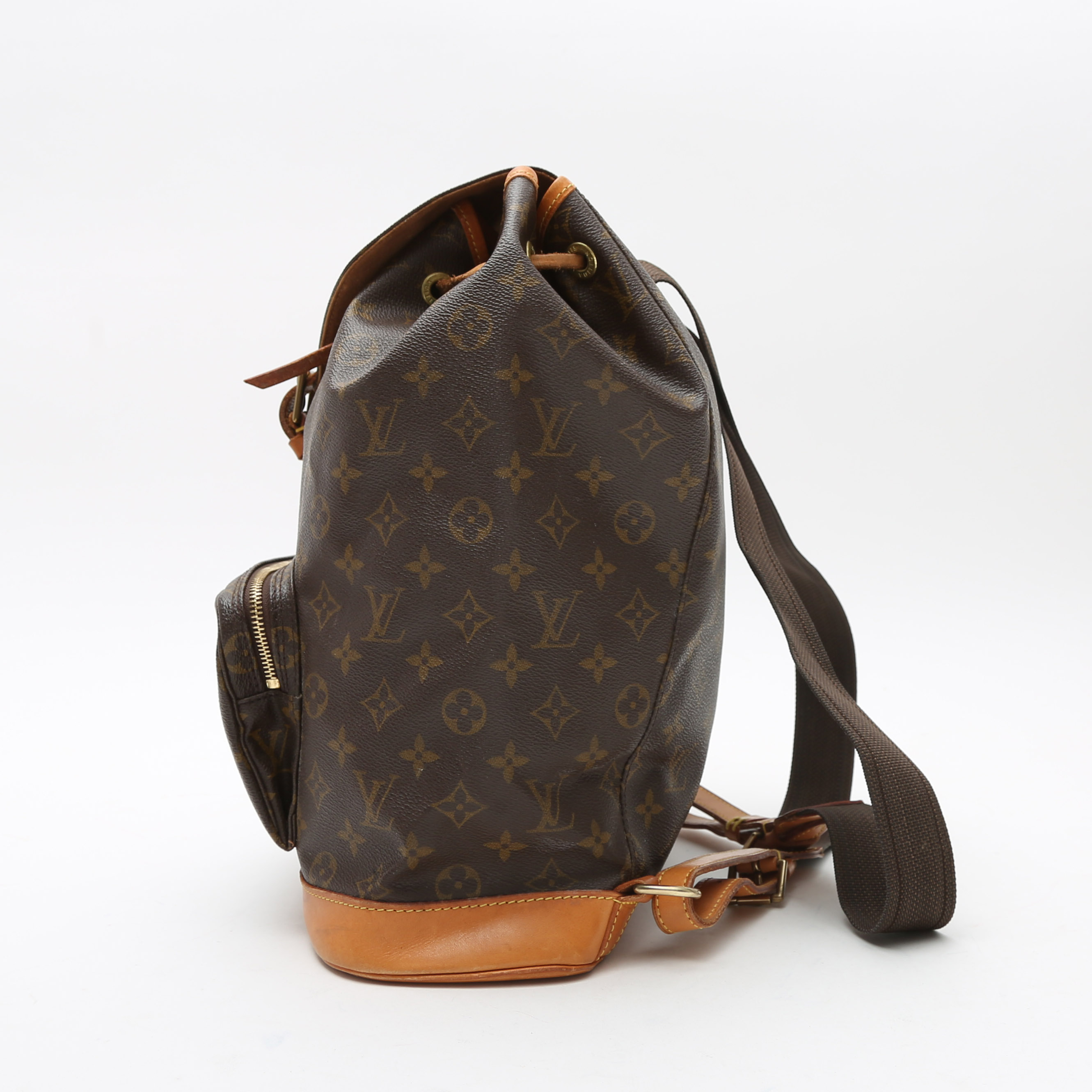Sac à dos Louis Vuitton  Montsouris Backpack en tissu monogram et cuir naturel - Detail D6