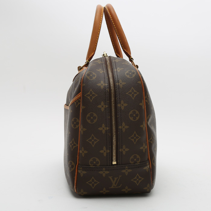 Louis Vuitton  Deauville handbag  in brown monogram canvas  and natural leather - Detail D6