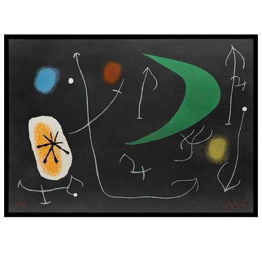 Joan Miró, "Le lézard aux plumes d'or", lithographie en couleurs sur papier japon, signée et numérotée, de 1971