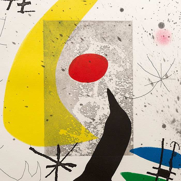 Joan Miró, "Pour Paul Éluard", eau-forte et aquatinte en couleurs sur papier, signée et annotée HC, de 1973 - Detail D1