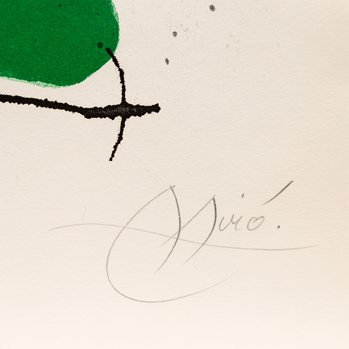 Joan Miró, "Pour Paul Éluard", etching and aquatint in colors on paper, signed and annotated HC, of 1973 - Detail D2