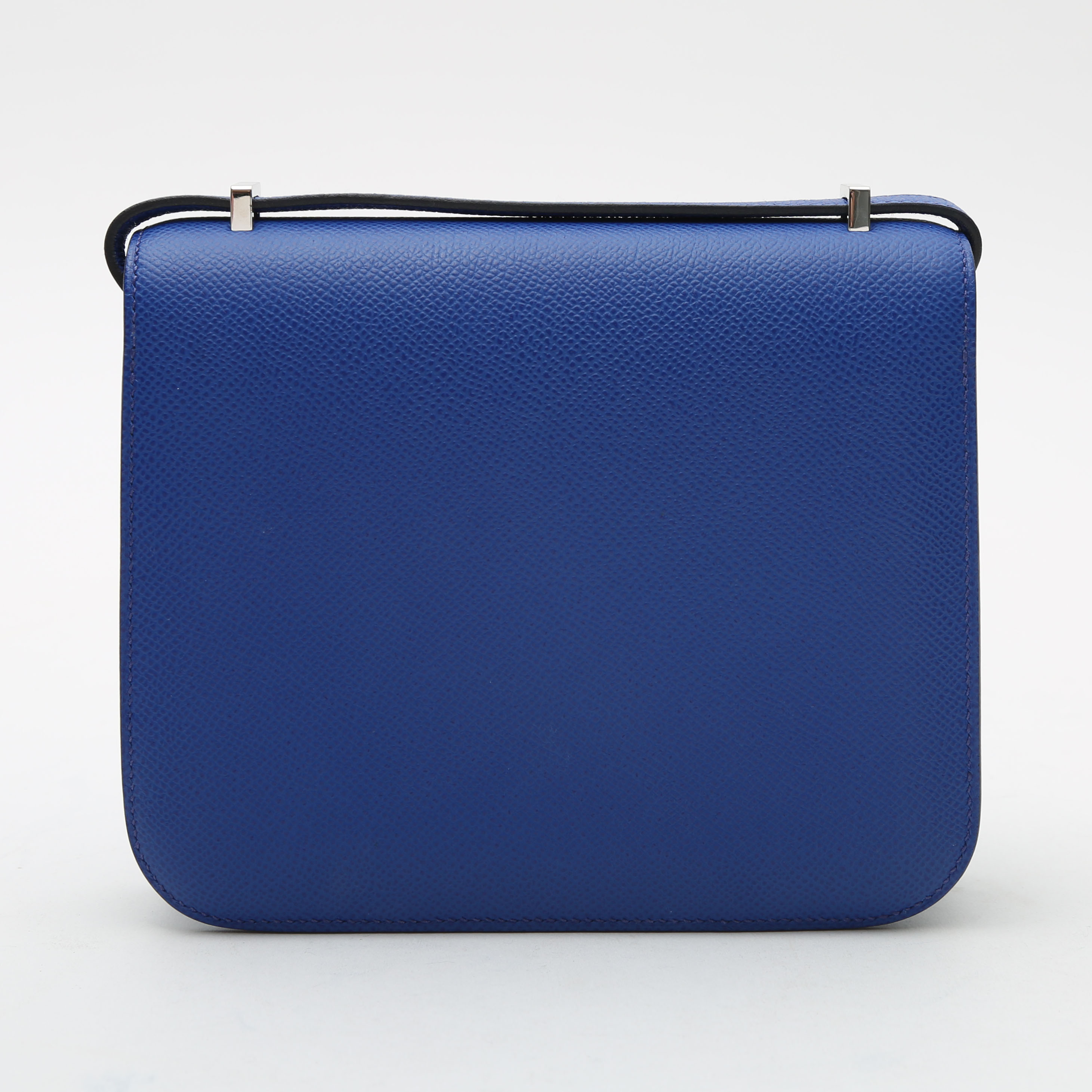 Borsa a tracolla Hermès  Constance mini  in pelle Epsom blu - Detail D8