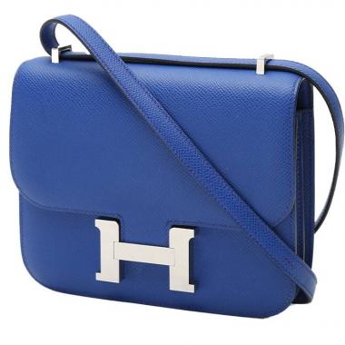 Borsa a tracolla Hermès  Constance mini  in pelle Epsom blu