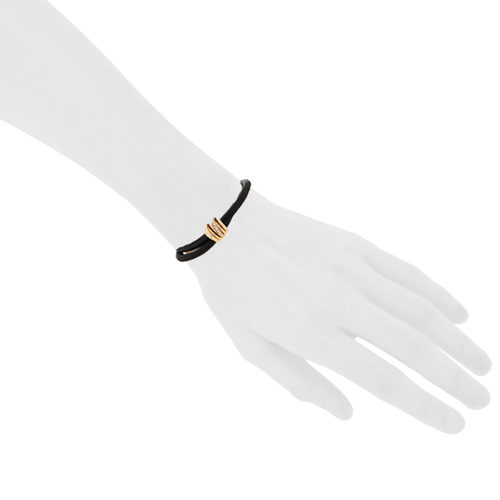 Brazalete De Grisogono Allegra de oro rosa, diamantes y cuero - Detail D1