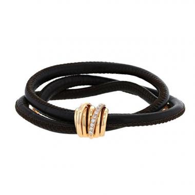 Bracciale De Grisogono Allegra in oro rosa, diamanti e pelle