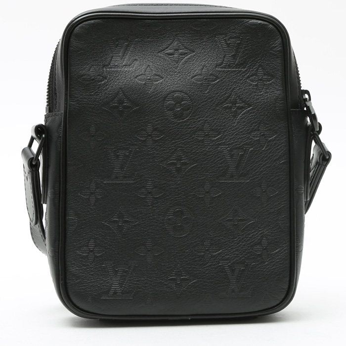 Sac bandoulière Louis Vuitton Danube en cuir monogram empreinte noir - Detail D8