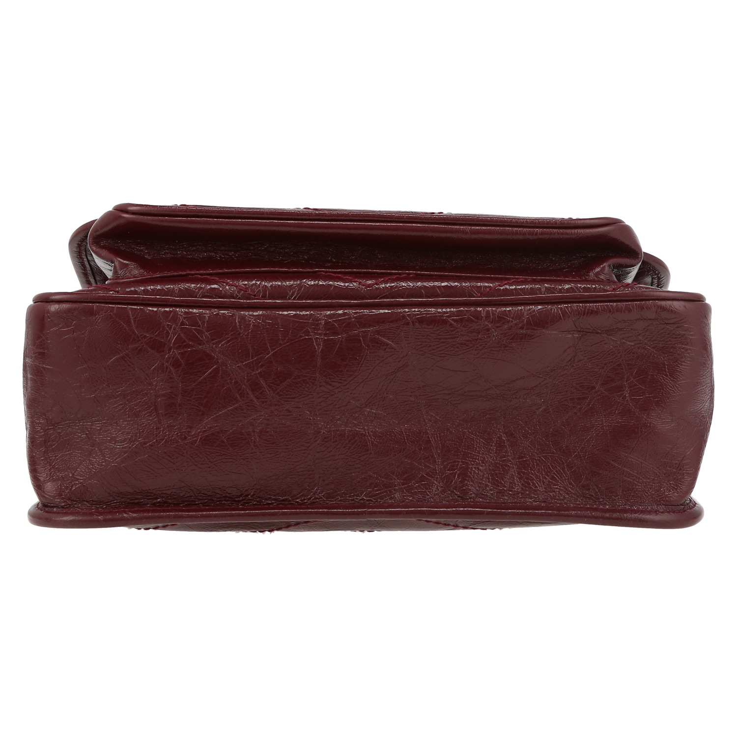 Sac bandoulière Saint Laurent Niki moyen modèle en cuir bordeaux - Detail D4
