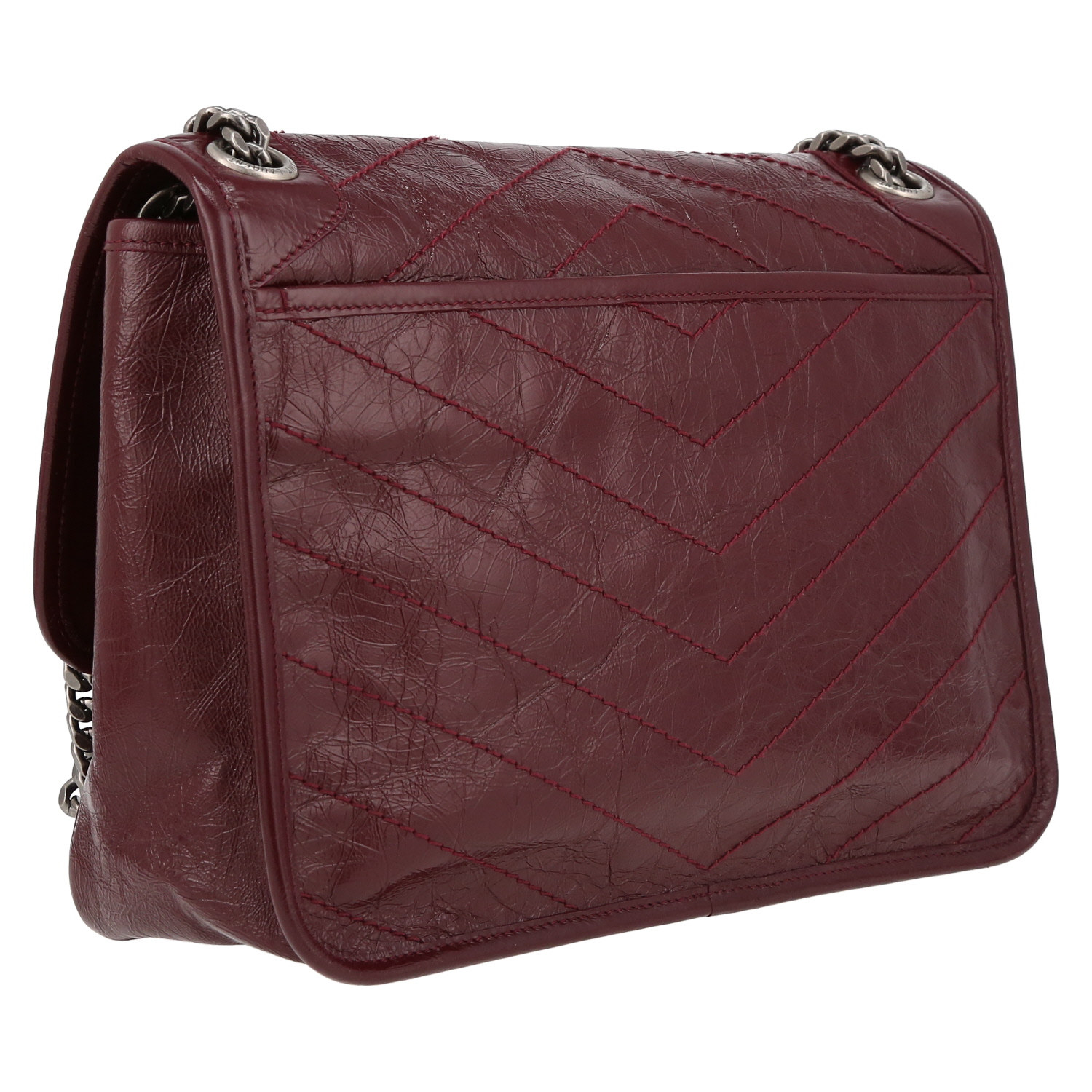 Bolso bandolera Saint Laurent  Niki modelo mediano  en cuero color burdeos - Detail D6