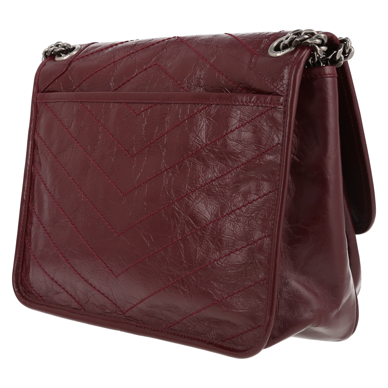 Saint Laurent  Niki medium model  shoulder bag  in burgundy leather - Detail D5