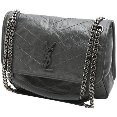 Sac bandoulière Saint Laurent  Niki moyen modèle  en cuir matelassé chevrons gris