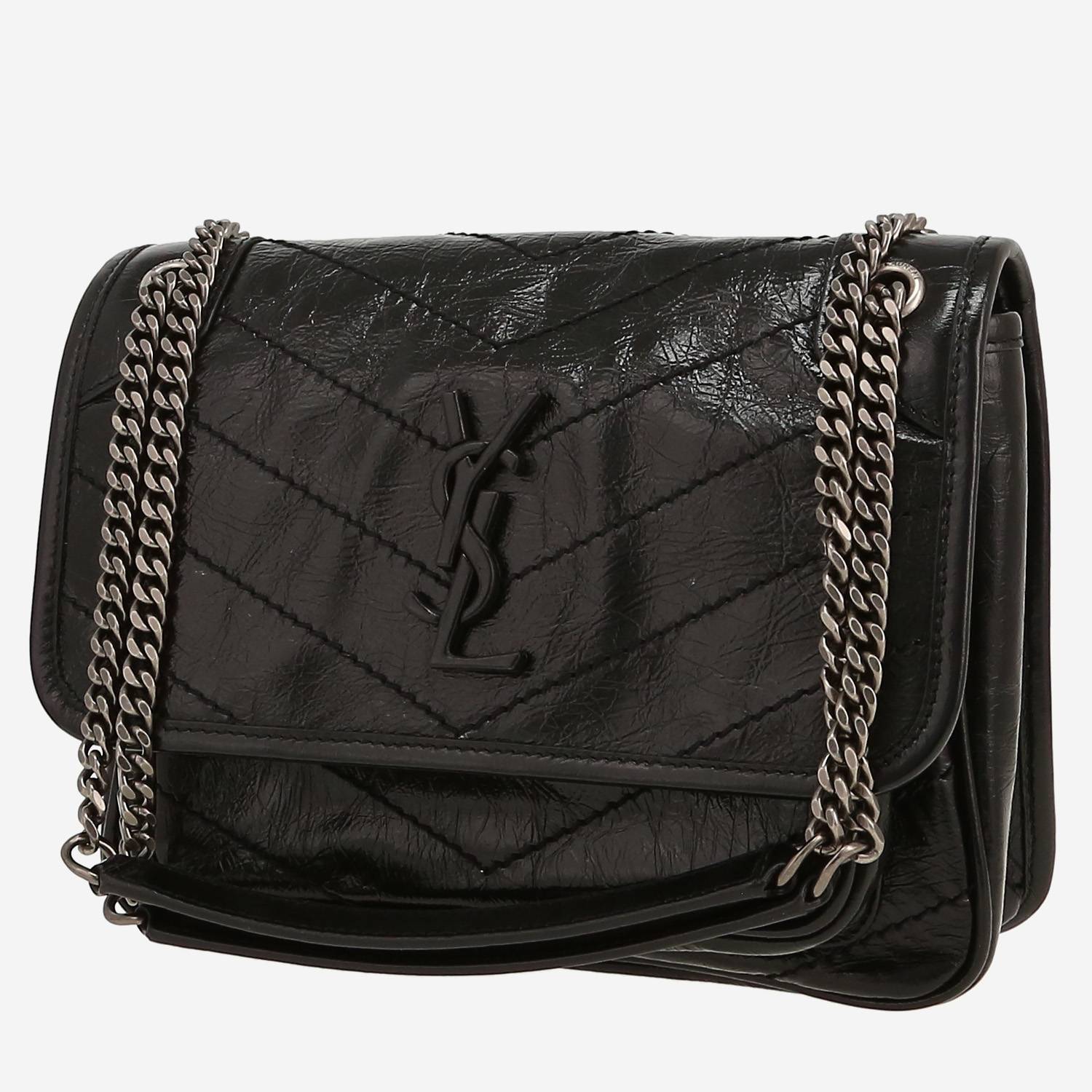 Sac bandoulière Saint Laurent  Niki Baby en cuir matelassé chevrons noir