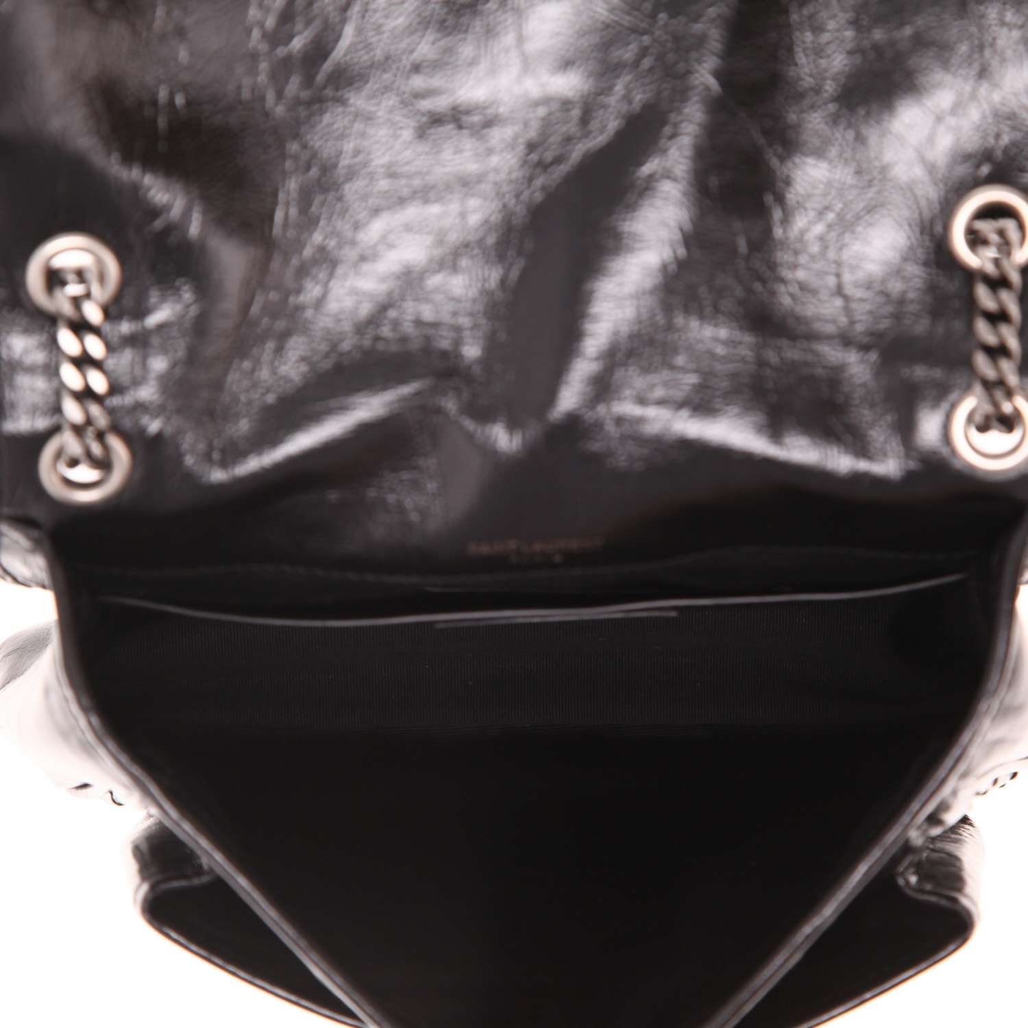 Sac bandoulière Saint Laurent  Niki Baby en cuir matelassé chevrons noir - Detail D3