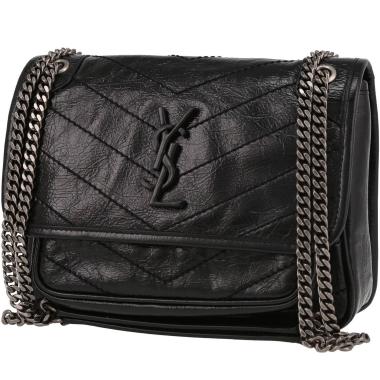 Sac bandoulière Saint Laurent  Niki Baby en cuir matelassé chevrons noir