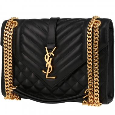Bolso bandolera Saint Laurent  Enveloppe modelo mediano  en cuero acolchado negro