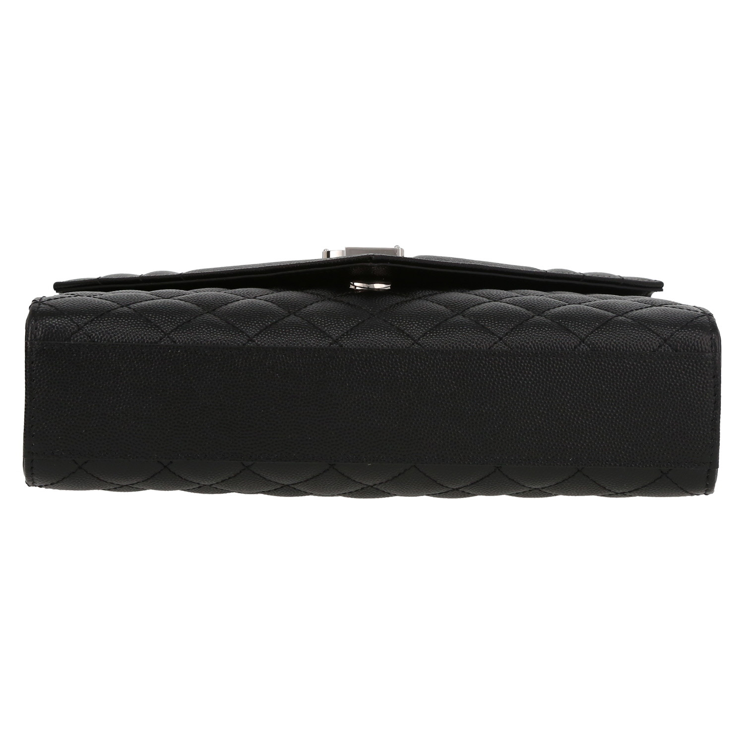 Sac bandoulière Saint Laurent  Enveloppe moyen modèle  en cuir grainé matelassé noir - Detail D4