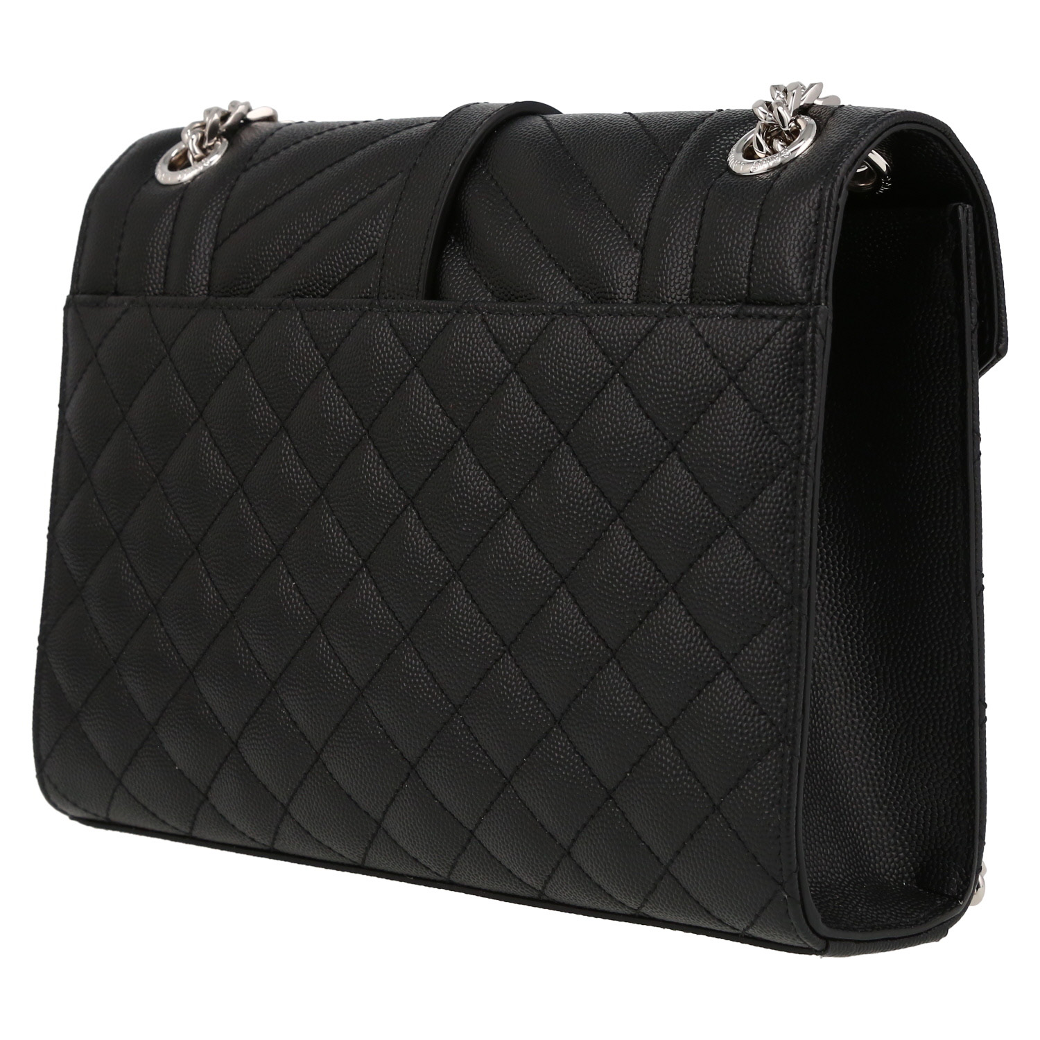 Bolso bandolera Saint Laurent  Enveloppe modelo mediano  en cuero granulado acolchado negro - Detail D5