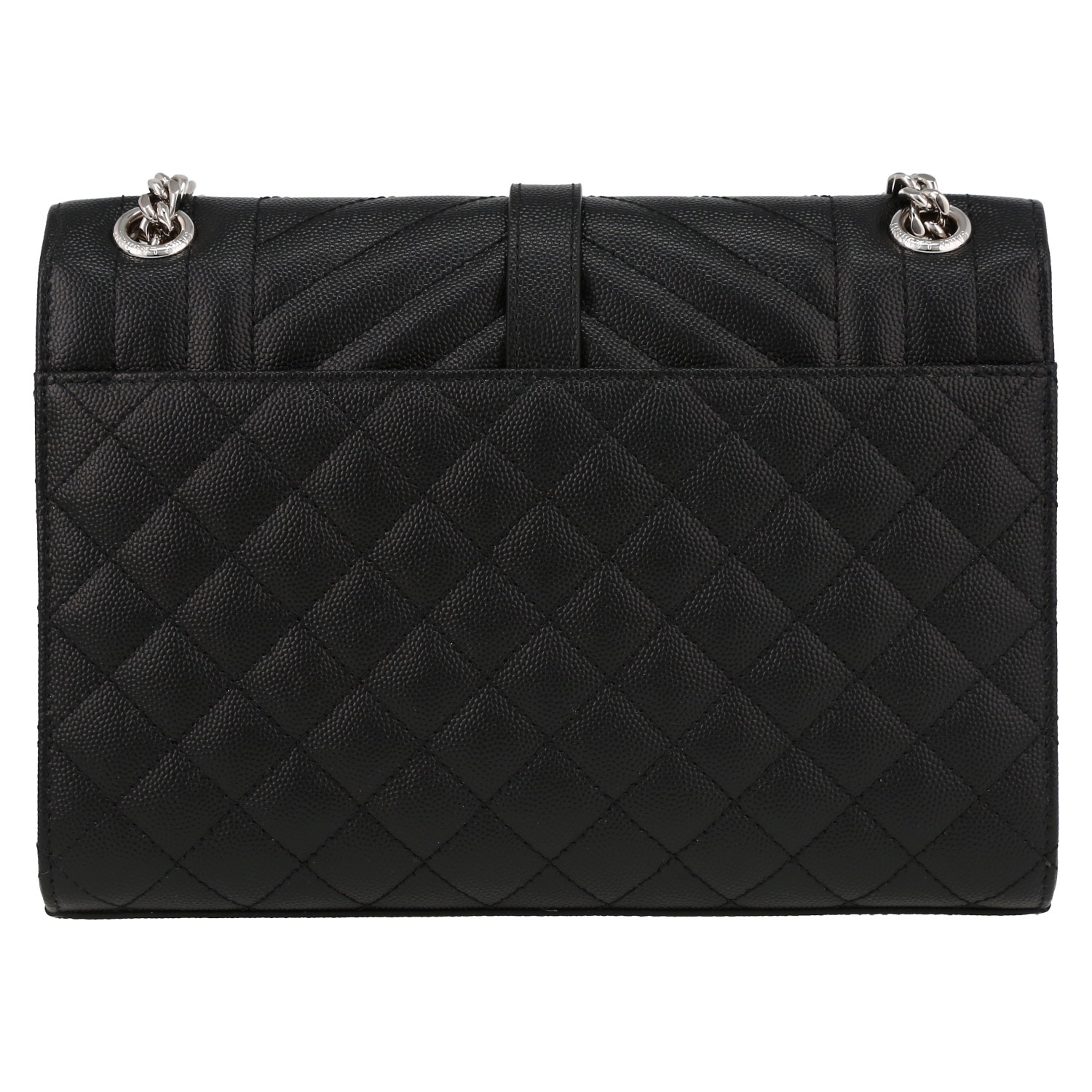 Saint Laurent  Enveloppe medium model  shoulder bag  in black quilted grained leather - Detail D7