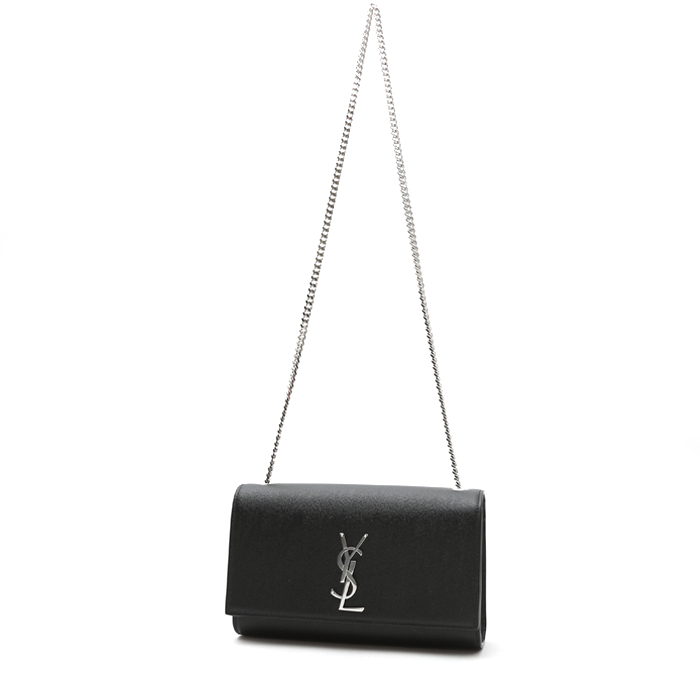 Borsa a tracolla Saint Laurent  Kate modello medio  in pelle martellata nera - Detail D2