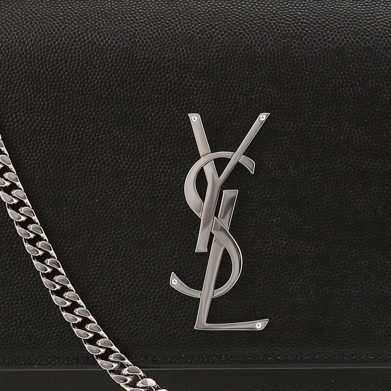 Saint Laurent  Kate medium model  shoulder bag  in black grained leather - Detail D1